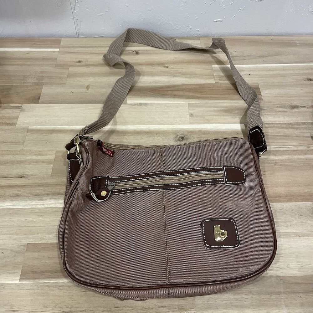 Vintage Vidal Sassoon Brown Nylon Handbag Shoulder Bag Canvas Strap